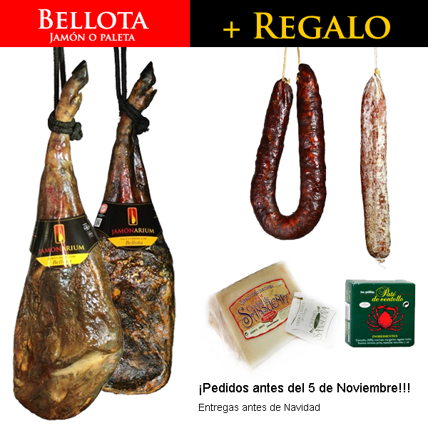 lote regalo de navidad con jamon iberico pata negra Bellota