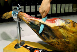  cut into slices of spanish iberian iberico bellota serrano pata negra shoulder ham 