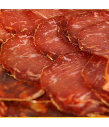 Lomo Ibérico Bellota - filet de longe, 50% race Ibérique (tranché)