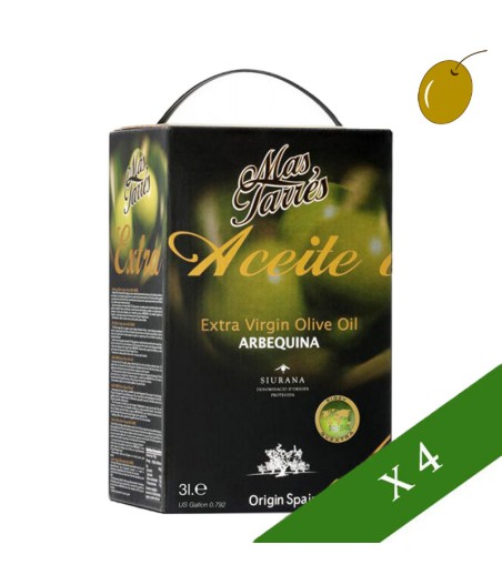 CAIXA x4 --- Mas Tarrés Arbequina 3l, Oli Oliva Verge Extra, DO Siurana