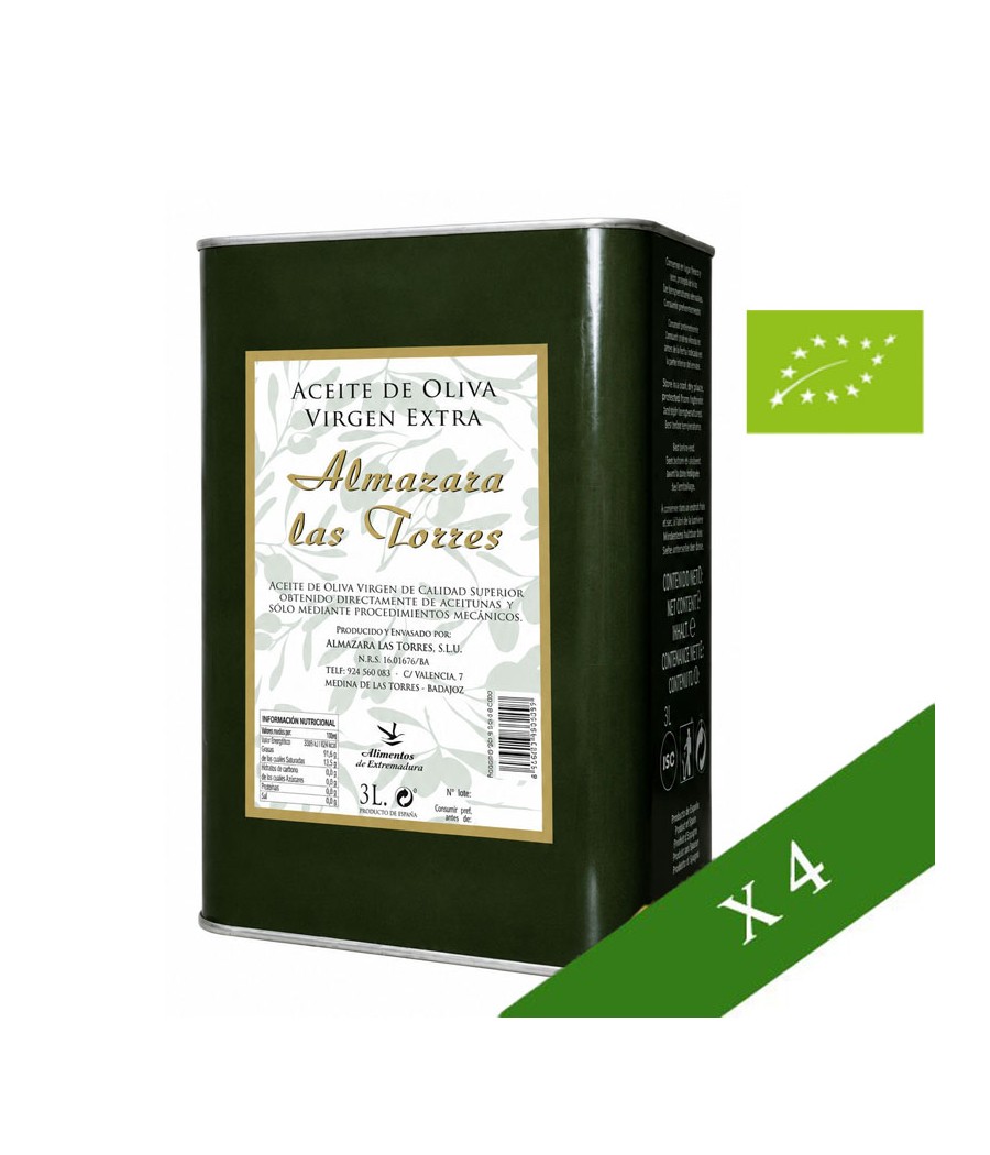 BOX x4 --- Almazara Las Torres 3l, Bio-Olivenöl extra vergine