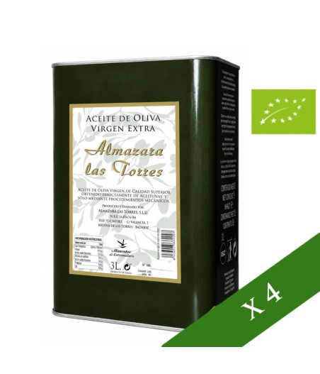 BOX x4 --- Almazara Las Torres 3l, Organic Extra Virgin Olive Oil