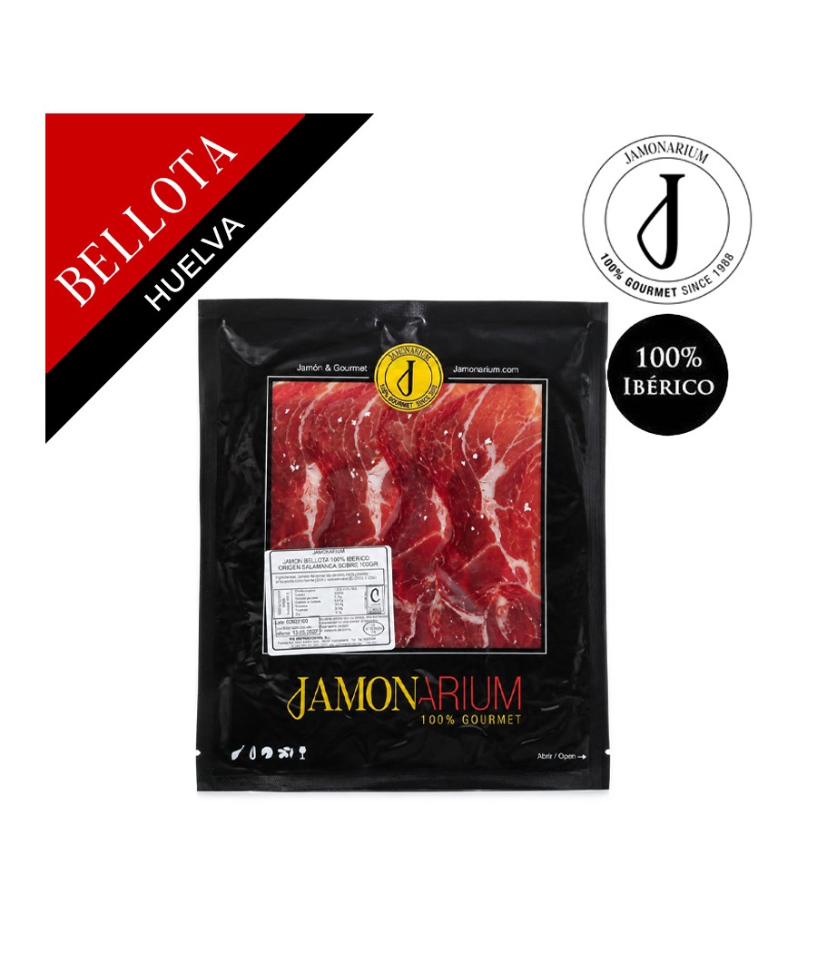 Jambon de Bellota Ibèrique (Huelva), 100% race ibèrique - Pata Negra tranché 100g