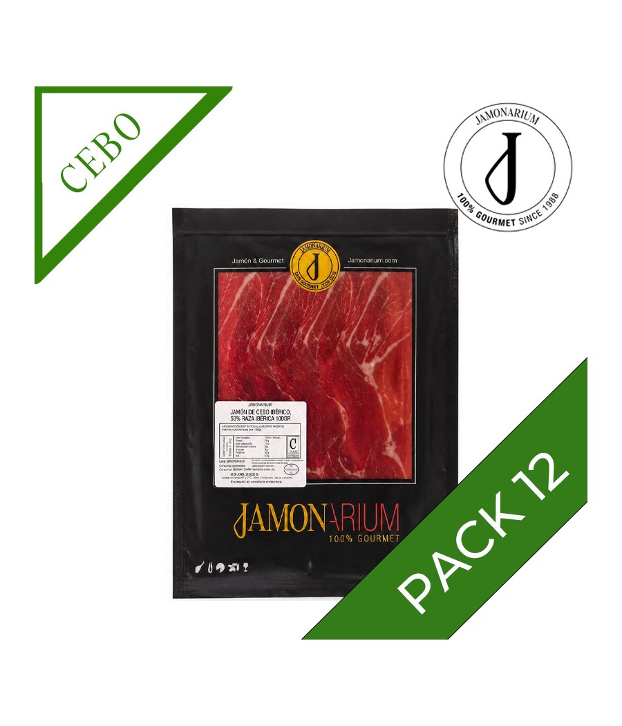 PACK 12 - Jambon de Cebo Ibérico, 50% Race Ibèrique tranché 100g