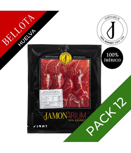 PACK 12 - Jambon Ibérique Bellota, 100% Ibérique (Huelva) - Pata negra tranché 100g