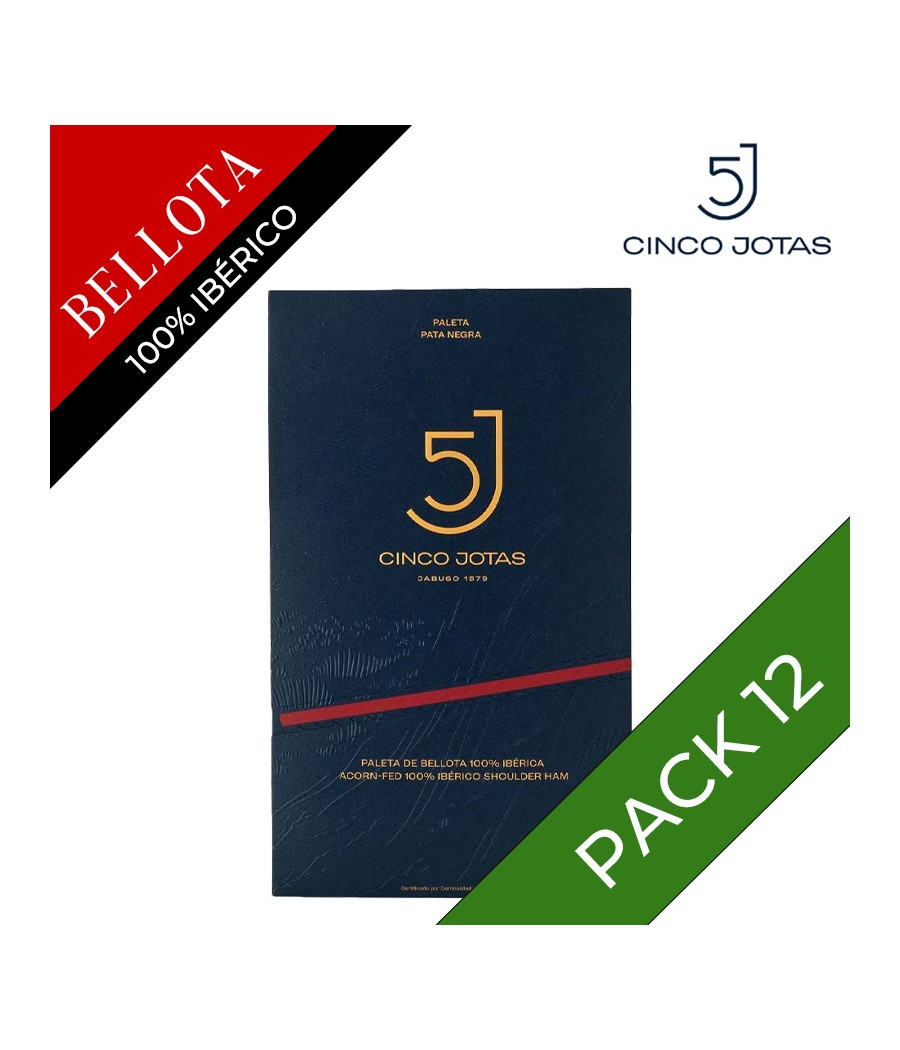Pack x12 - Paleta de Bellota 100 % ibérica Cinco Jotas (5j) de Jabugo cortado de manera tradicional 80g
