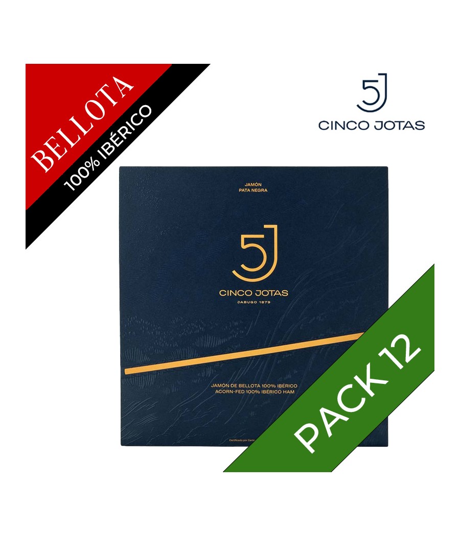 PACK x12 - 100% Iberico Bellota Cinco Jotas (5j) Jabugo ham sliced traditionally cut 80g
