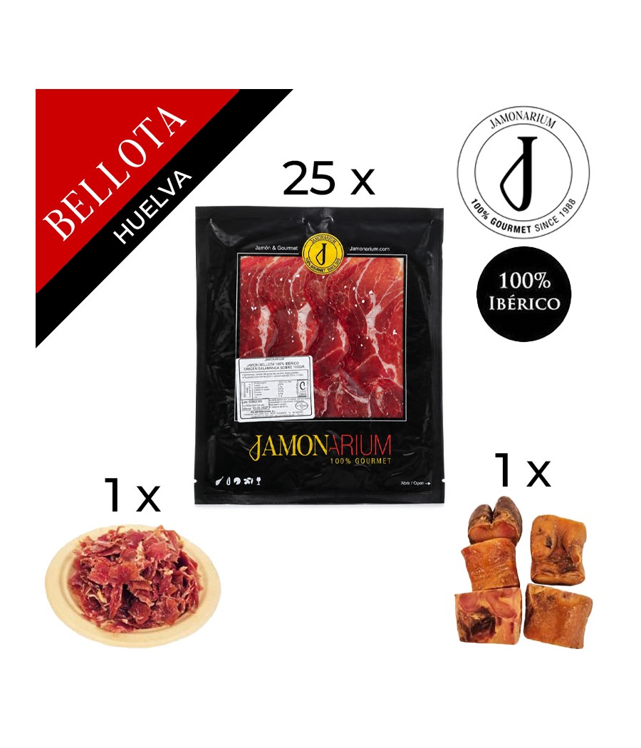 Jambon Ibèrque Bellota (Jabugo, Huelva), 100% race ibèrique - Pata Negra ENTIER tranché