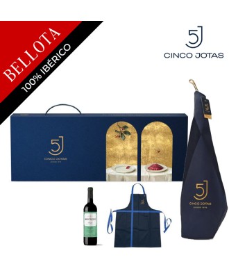 Prosciutto Iberico Bellota 100% (Maletín) Cinco Jotas (5j) INTERO 7-8 Kg, Grembiule + Vino