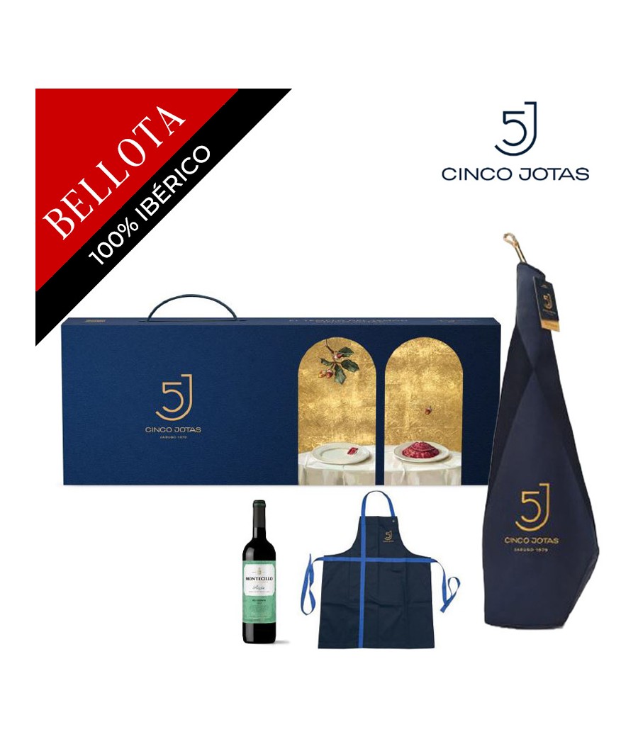 Cinco Jotas (5j) Ibérico Ham 100% Bellota 7-8 Kg WHOLE, (Maletín) Wine + Knife