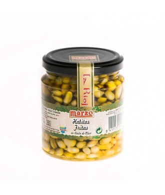 Fried Small Beans, "Mini Baby" of La Rioja - Marzo in glass jar 220 grs