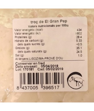 Aged cheese El Gran Pep Sant Gil Albió goat milk - PORTION