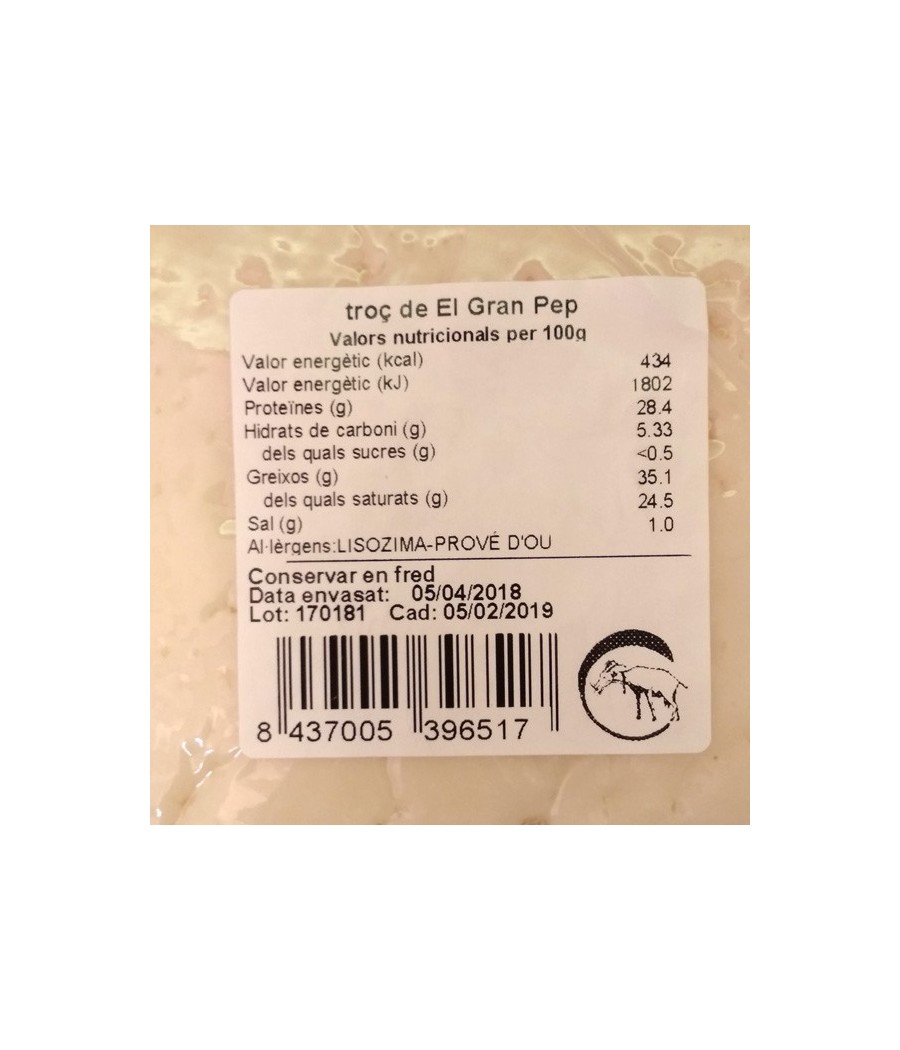 Cheese Goat long-matured El Gran Pep, Sant Gil Albió PORTION