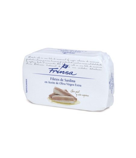 Filetes de sardinas sin piel ni espina en aceite de oliva virgen extra, 120g, Frinsa