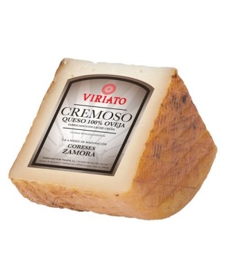 Cured semi-dry cheese Viriato Cremoso with raw sheep milk - 1/4 in box