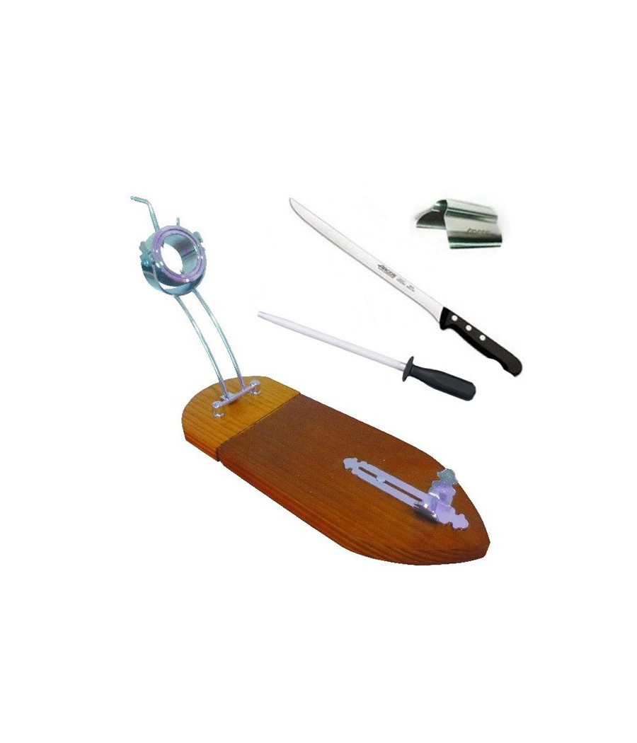 Pack A2 -  Porta prosciutto Segovia, coltello Arcos e pinzette