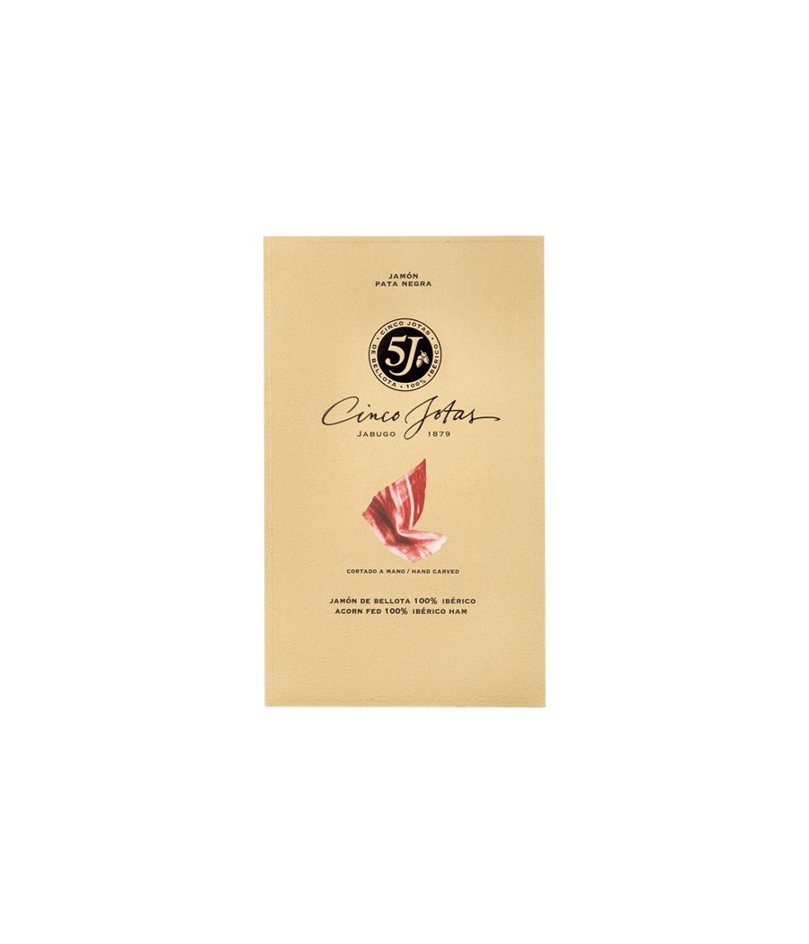 Iberico Bellota Cinco Jotas (5j) 100% Jabugo ham sliced by traditionally cut 80g
