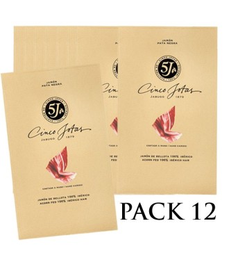 PACK 12 buste Prosciutto di Bellota 100% iberico Cinco Jotas (5J) di Jabugo afetatto a mano 80g