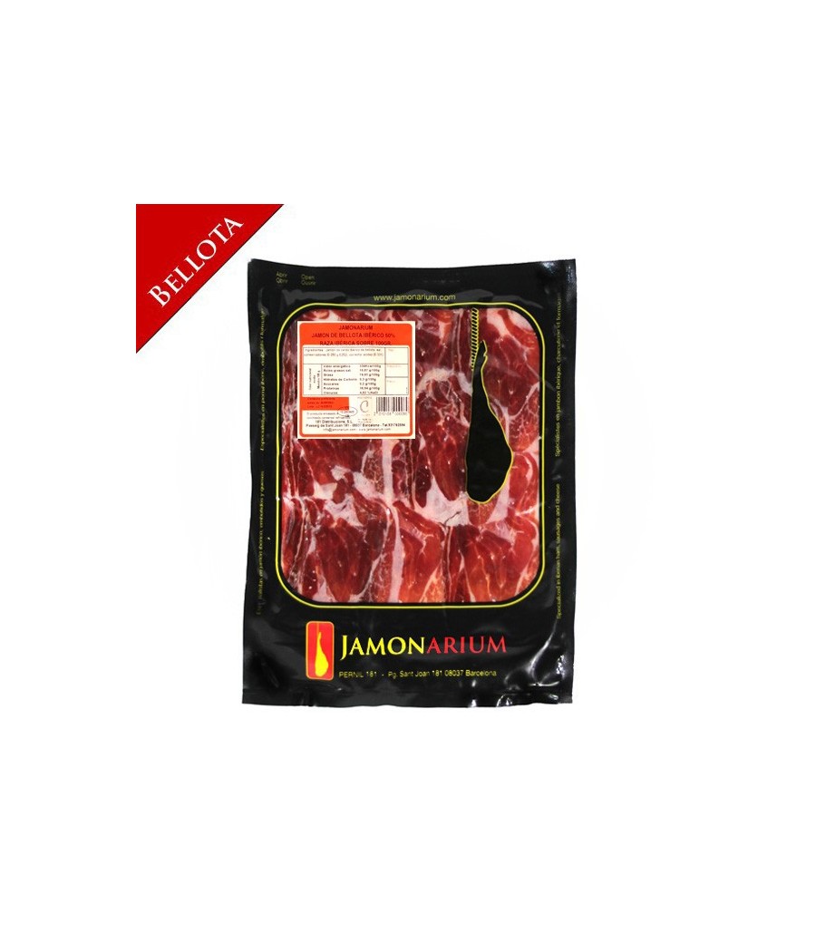 Jamón de Bellota Ibérico, 50% Raza Ibérica cortado 100g Jamón de Bellota Ibérico, 50% Raza Ibérica cortado 100g