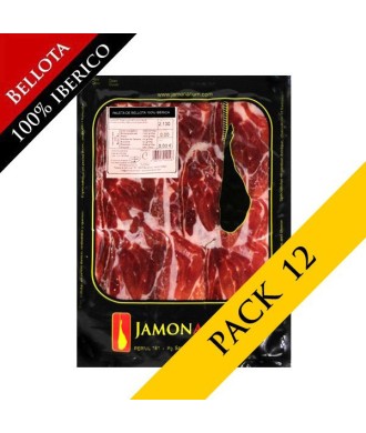 PACK 12 - Bellota iberischer Schinken, 100% iberische (Huelva) - Pata negra geschnitten 100g