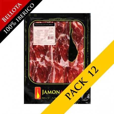 PACK 12 - Bellota Ibérico ham, 100% Iberian (Jabugo) - Pata negra sliced 100g