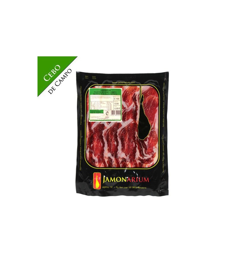 Paleta de Cebo de Campo Ibérica, 50% Raza Ibérica cortada 100g Paleta de Cebo de Campo Ibérica, 50% Raza Ibérica cortada 100g