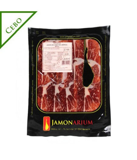 Jamón de Cebo Ibérico, 50% Raza Ibérica cortado 100g