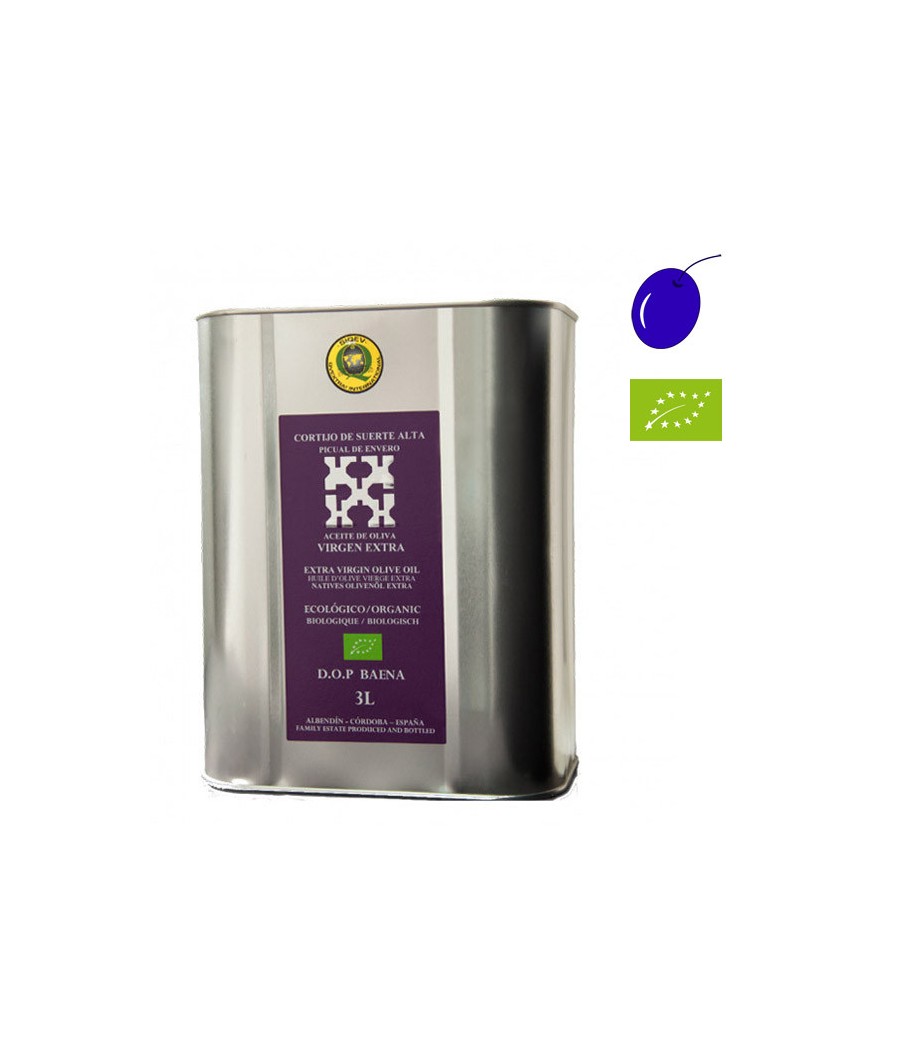 Cortijo de suerte alta Picual en envero bio 3l, Huile d'Olive Extra Vierge, A.O. Baena Cortijo de suerte alta Picual en envero bio 3l, Huile d'Olive Extra Vierge, A.O. Baena