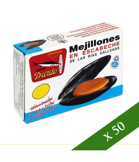 BOX x50 - Mussels in escabeche Dardo 8/12 (Galician Rias)