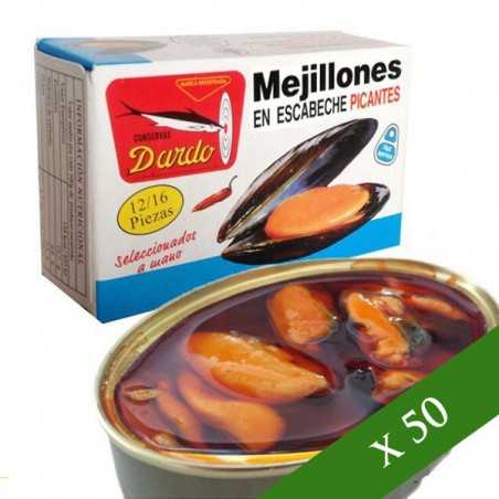 BOX x50 - Mussels in spicy escabeche Dardo 12/16 (Galician Rias)