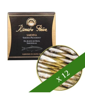 BOITE x12 - Petites sardines à l'huile d'olive Ramón Peña 25-30 unités "Étiquette Noir "