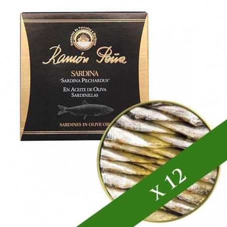 BOITE x12 - Petites sardines à l'huile d'olive Ramón Peña 25-30 unités "Étiquette Noir "