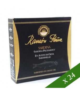 BOÎTE x24 - Sardines à l'huile d'olive Ramón Peña (20/25 unités) &quot;Étiquette Noir&quot;