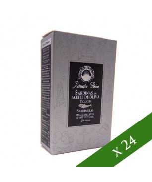 BOX x24 - Kleine Sardinen in scharfem Olivenöl von Ramón Peña 12/16 Stück