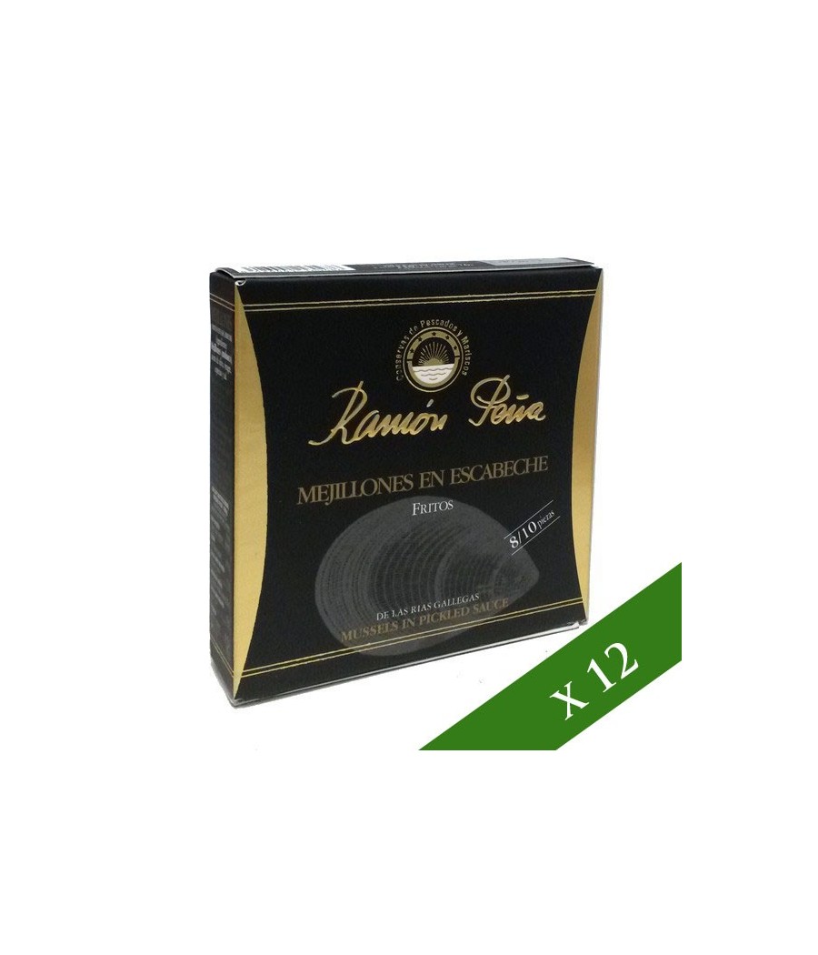 BOX x12 - Mussels fried in pickled sauce Ramón Peña (Rias gallegas) 6-8 Uds "Black label"