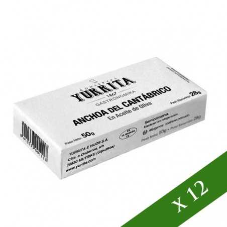 CAIXA x12 - Anxova de l'Cantàbric en oli d'oliva Yurrita 50g