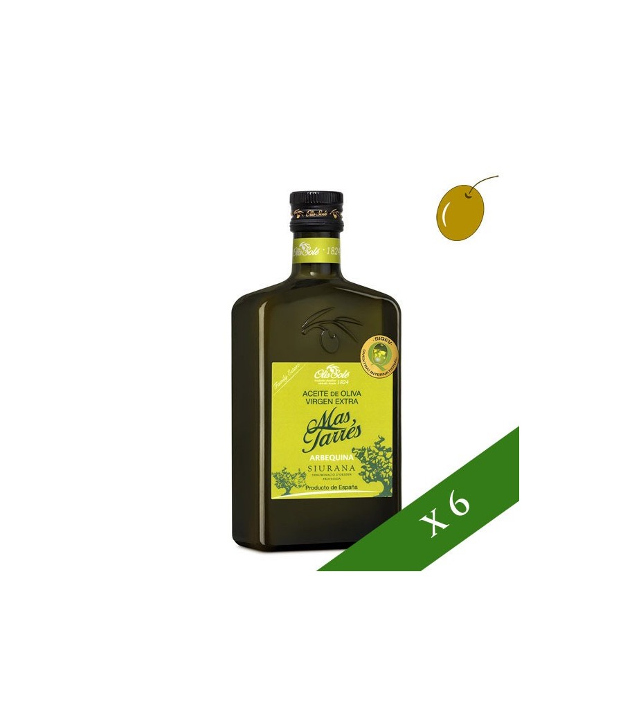 CAJA x6 --- Más Tarrés Arbequina 500ml, Aceite de oliva virgen extra, DO Siurana