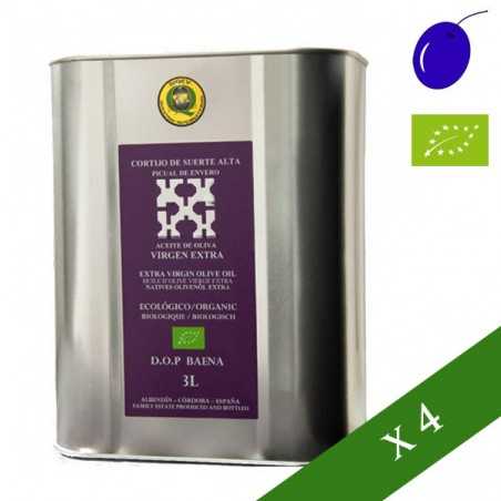 BOX x4 --- Cortijo de Suerte alta Picual en envero ecologico 3l, Olio Extravegine di Oliva, D.O. Baena