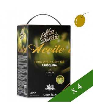 CAJA x4 --- Más Tarrés Arbequina 3l, Aceite de oliva virgen extra, DO Siurana