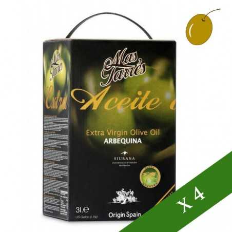BOX x4 --- Mas Tarrés Arbequina 3l, Olio Extravegine di Oliva, DO Siurana