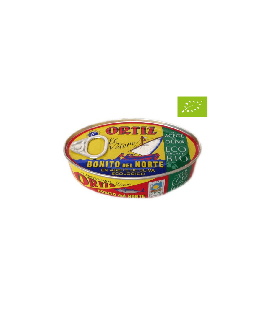 Ortiz Thunfisch der Sorte Bonito del Norte (Weißer Thunfisch) in Bio-Olivenöl 112gr.