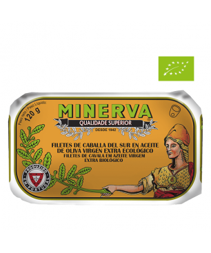 Filet de cavalla en oli d'oliva verge extra ecològic Minerva 120g