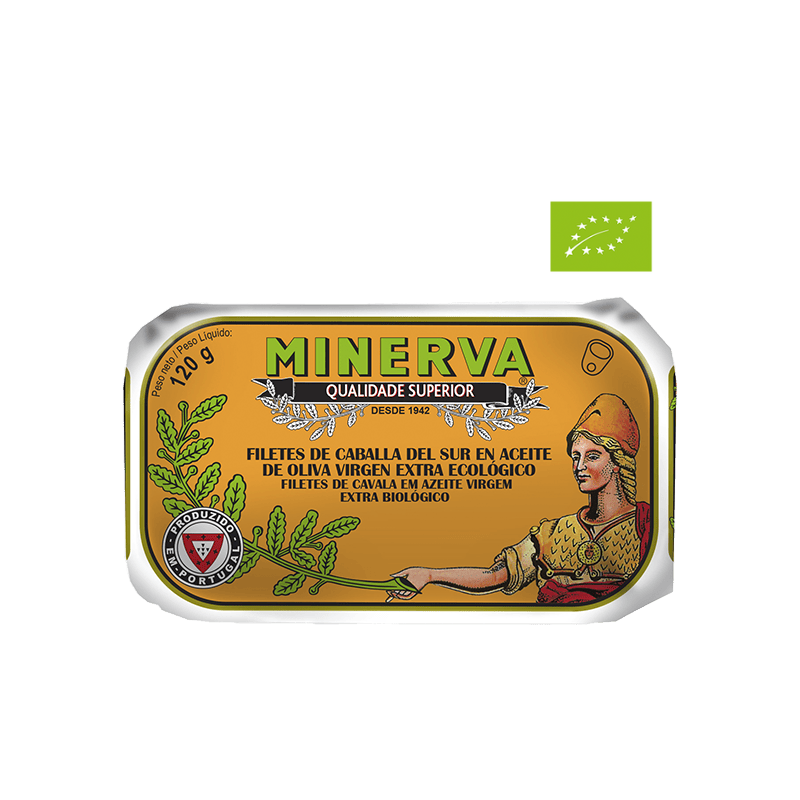 Filet de cavalla en oli d'oliva verge extra ecològic Minerva 120g
