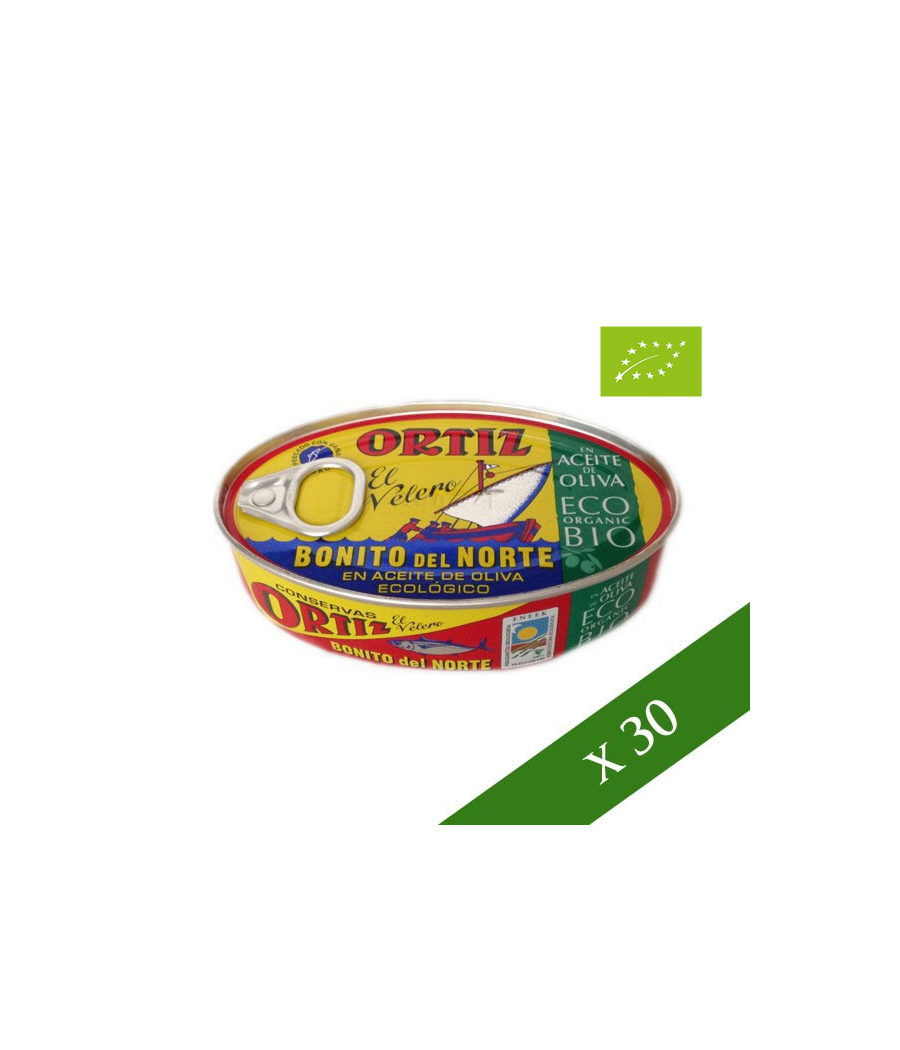 BOX x30 - White Tuna in Organic Extra Virgin Olive Oil Ortiz 112gr.