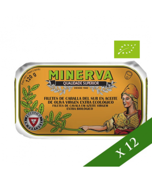 CAIXA x12 - Filet de cavalla en oli d'oliva verge extra ecològic Minerva 120g