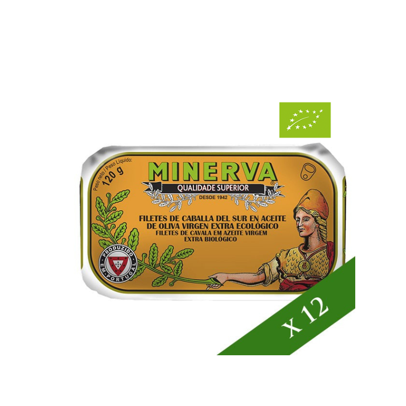 BOX x12 - Filetto di sgombro in olio extravergine di oliva ecologico Minerva 120 g