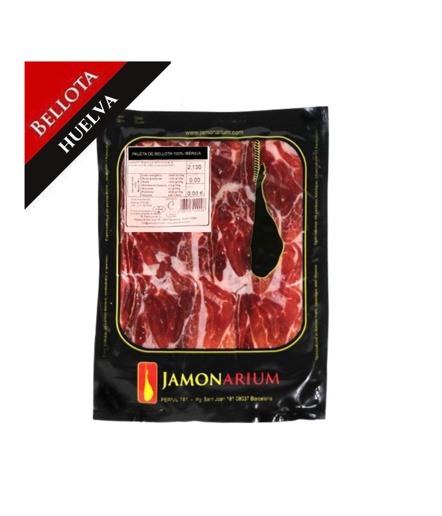 Bellota Ibérico Shoulder (Jabugo, Huelva), 100% Iberian Breed - Pata Negra sliced 100g Bellota Ibérico Shoulder (Jabugo, Huelva), 100% Iberian Breed - Pata Negra sliced 100g