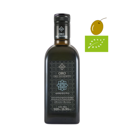 Oro del Desierto Arbequina Ecológico 500ml, Aceite de Oliva Virgen extra