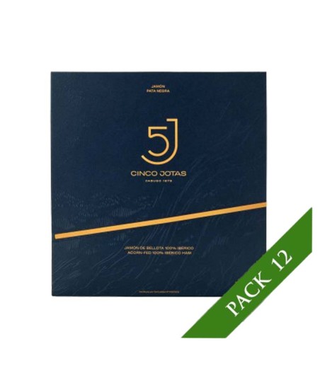 Pack x12 - Jamon de Bellota 100 % ibérico Cinco Jotas (5j) de Jabugo cortado de manera tradicional 80g