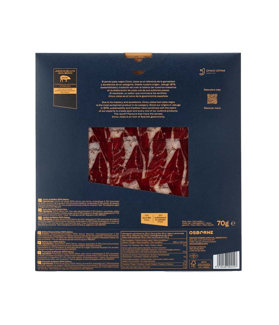 PACK x12 - 100% Iberico Bellota Cinco Jotas (5j) Jabugo ham sliced traditionally cut 80g